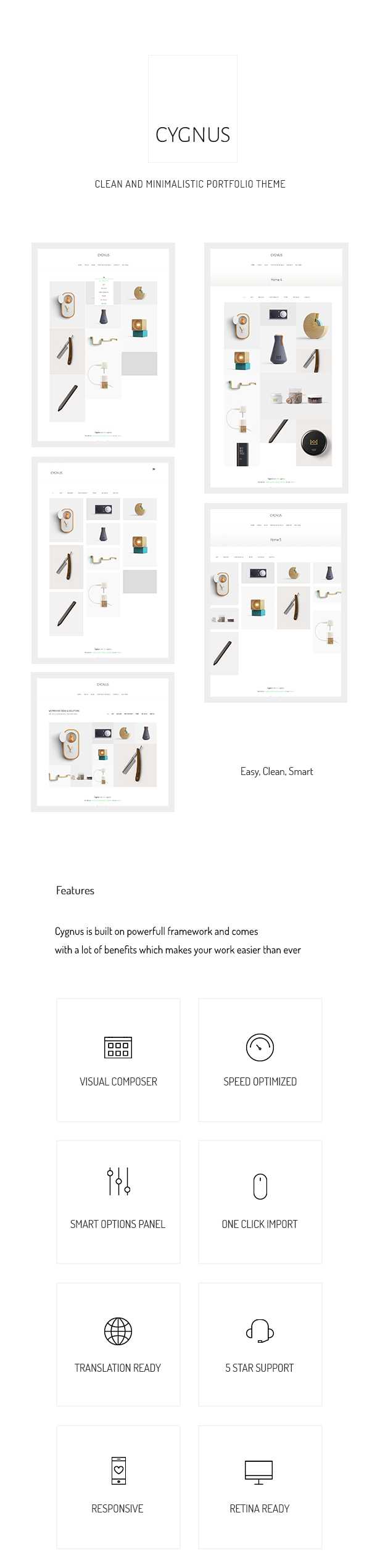 Cygnus - Clean and minimalistic portfolio theme - 1